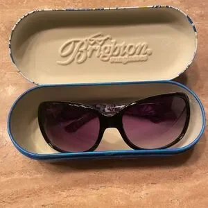 Brighton Black Frame with Purple Tint Sunglasses Purple Tint Small Black Square Frame Swift Men Women  main image 4